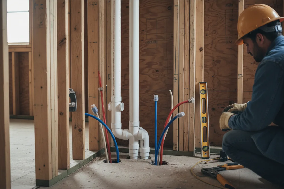 Drain and supply rough-in during Garbage Disposal Repair in New Palestine