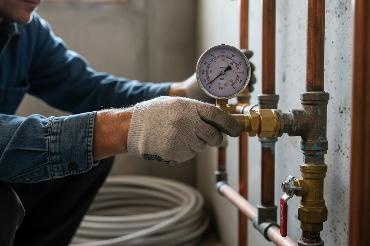 Pressure testing a repaired line during Water Line Repair in New Palestine